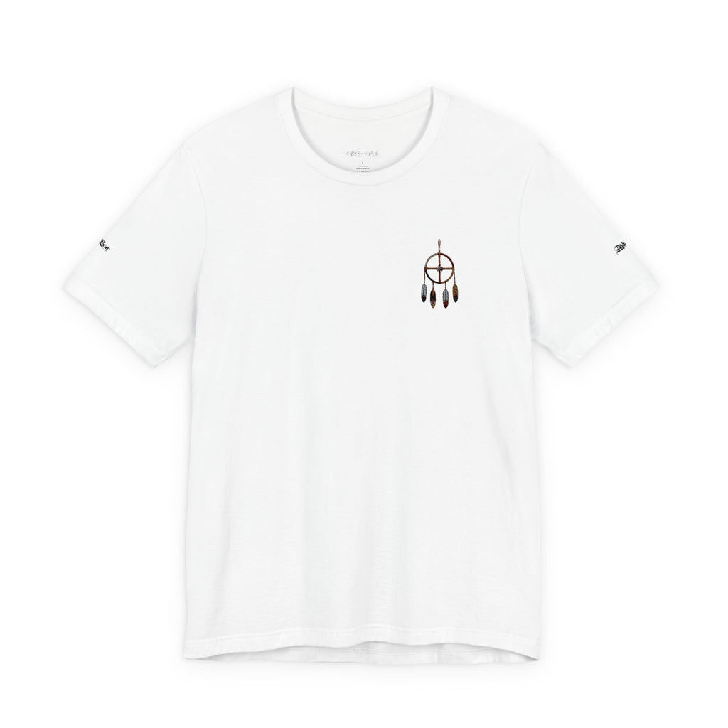 Dreamcatcher-Taschen-T-Shirt — Minimalistisches, von den Ureinwohnern inspiriertes Grafik-T-Shirt