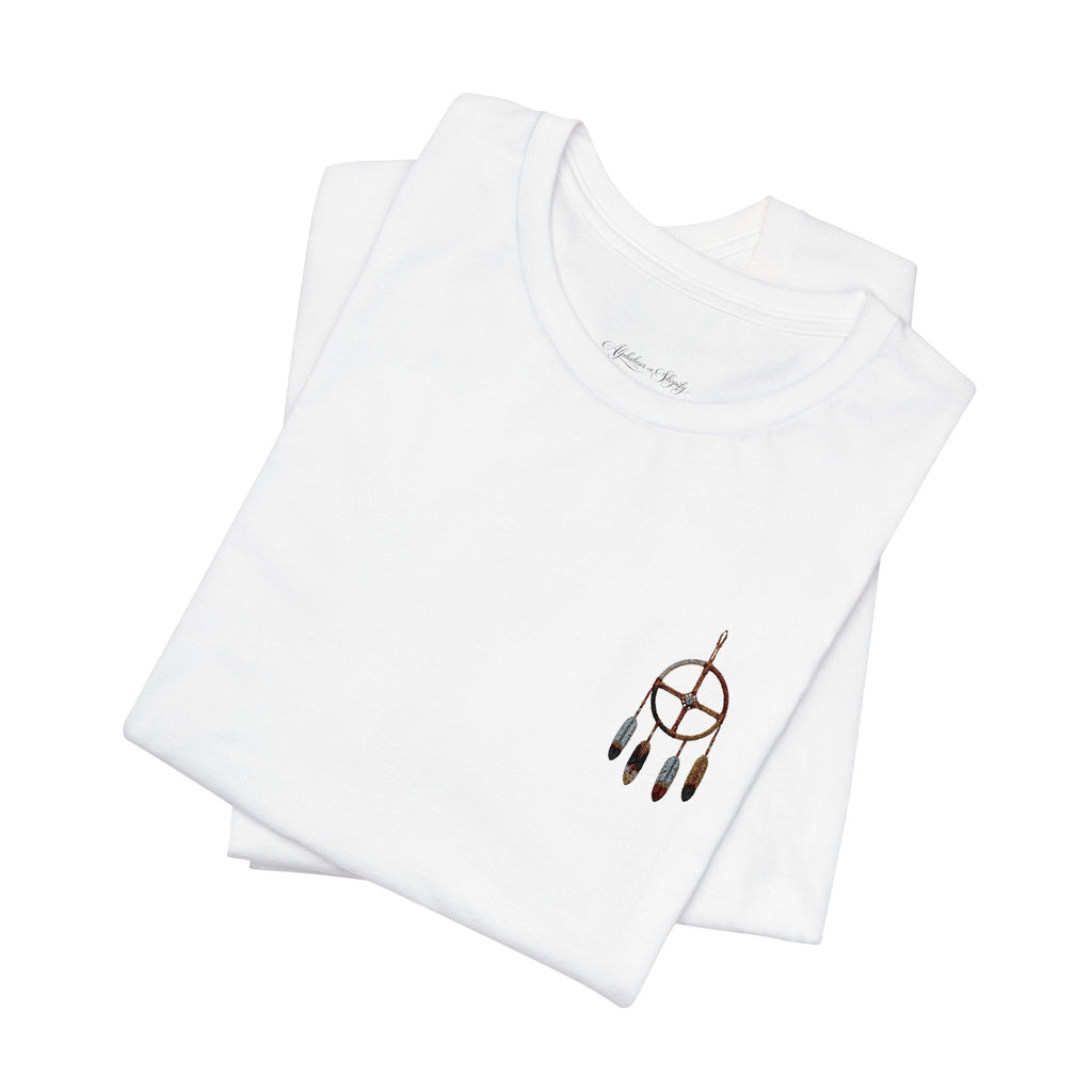 Dreamcatcher-Taschen-T-Shirt — Minimalistisches, von den Ureinwohnern inspiriertes Grafik-T-Shirt