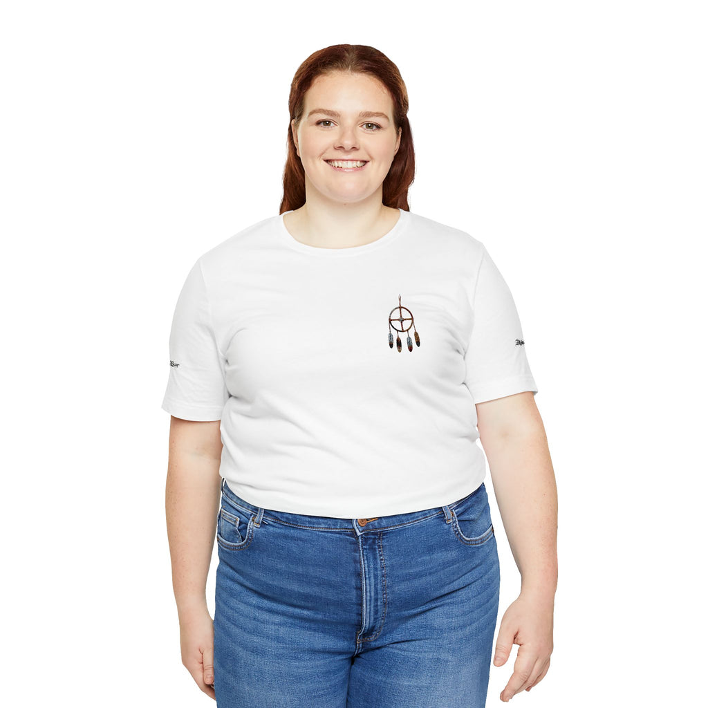Dreamcatcher-Taschen-T-Shirt — Minimalistisches, von den Ureinwohnern inspiriertes Grafik-T-Shirt