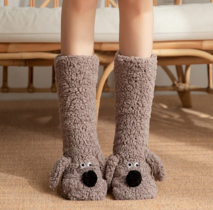 Damen Plüsch-Hundesocken
