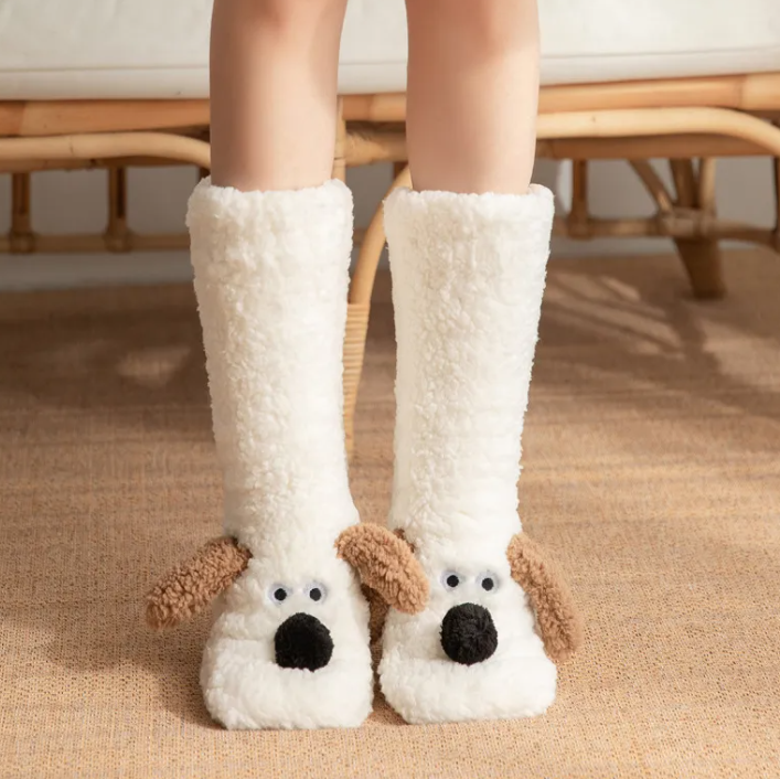 Damen Plüsch-Hundesocken