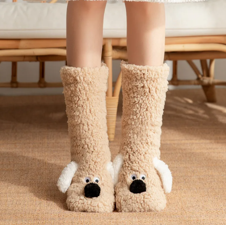 Damen Plüsch-Hundesocken