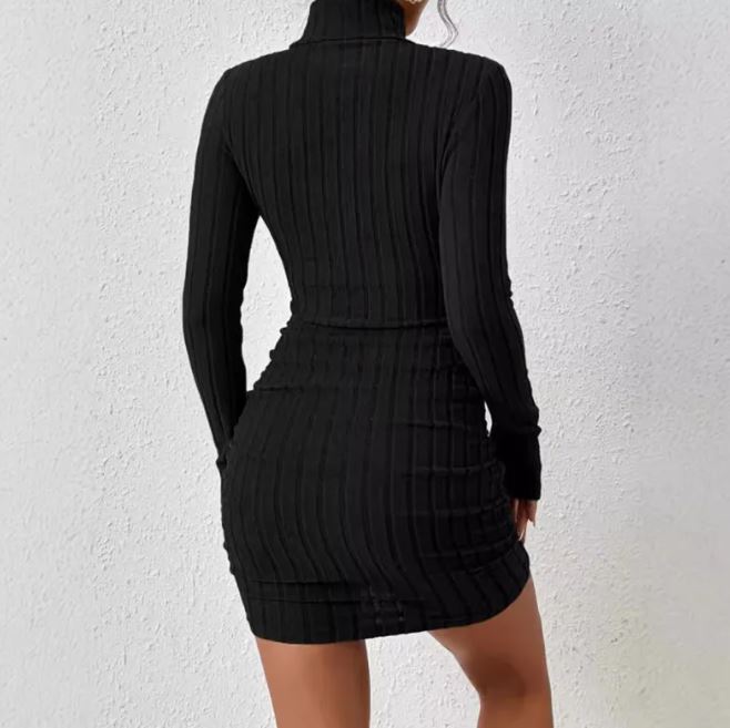 Rollkragenpullover Slim Fit Gestricktes Elegantes Kleid